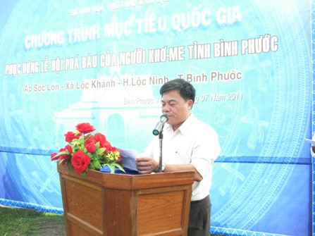 Ông Lê Văn Quang - PGĐ Sở VH,TT&DL phát biểu khai mạc buổi Lễ