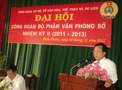 Đ/c: Nguyễn Quang Toản - GĐ Sở phát biểu tại Đại hội